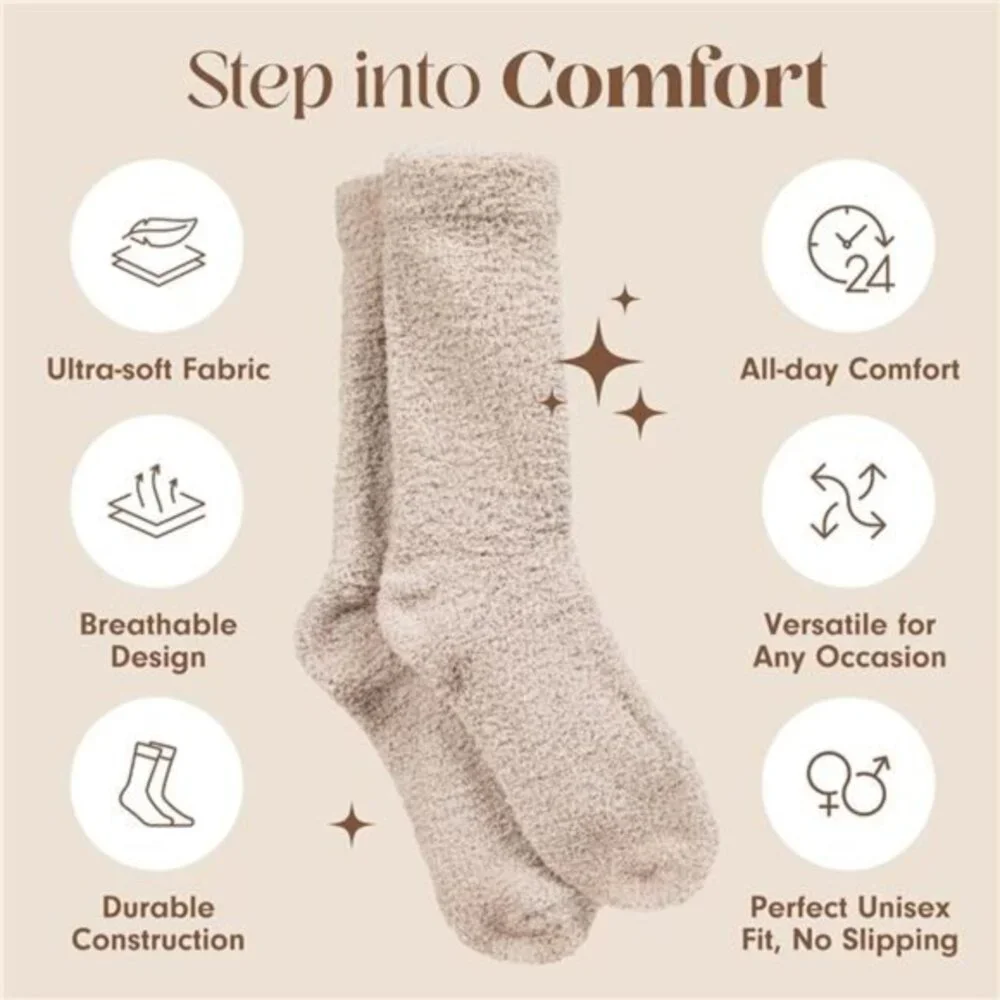 Unisex Cream Color‎ Gifts Warm & Cozy Ultra-Luxe Cloud Socks for Women & Men